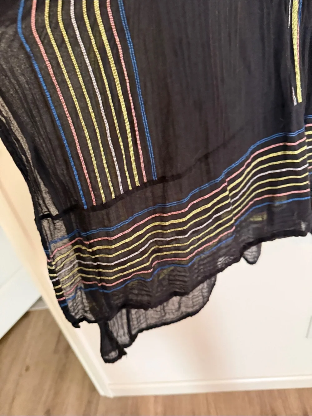 Free People Black Striped V-Neck Women's Tunic Top/Dress